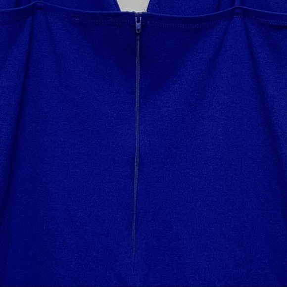 Cefian |Size Large|Blue Deep V Spaghetti Strap Front Mesh Detail Midi Dress NWOT - Picture 9 of 10